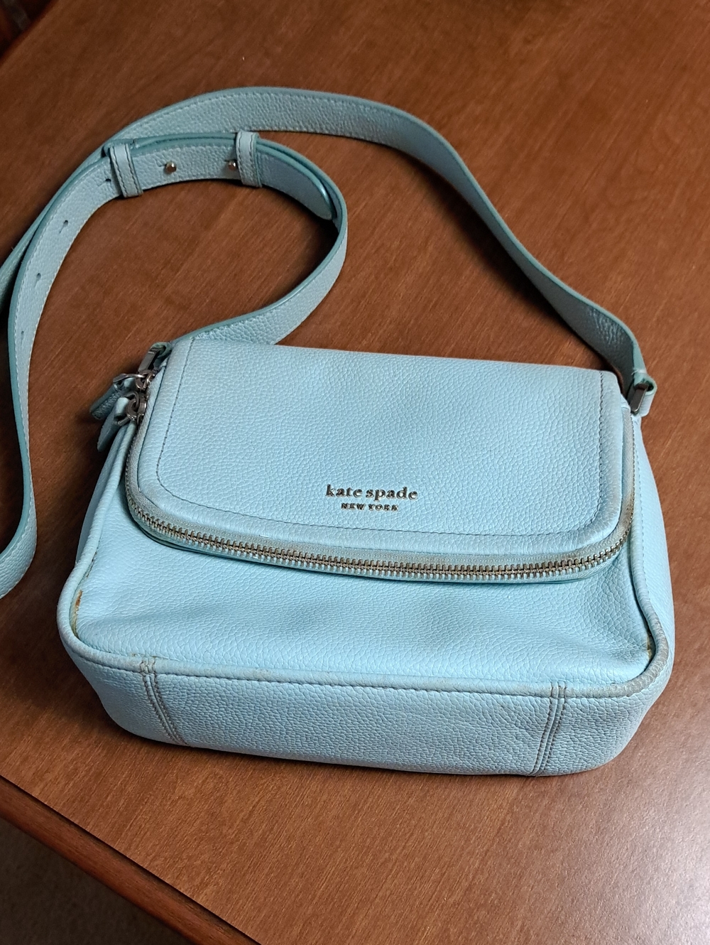 kate spade pastel blue pebble leather crossbody